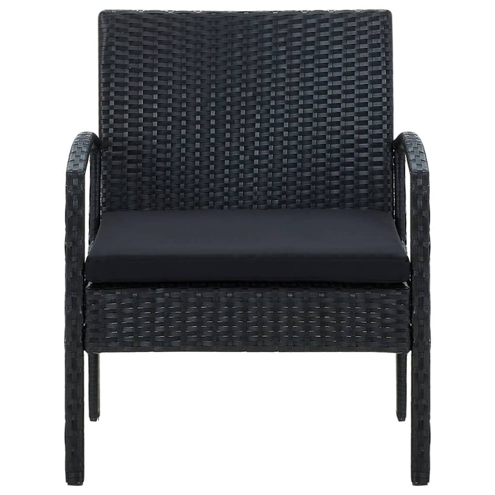 havestol med hynde polyrattan sort