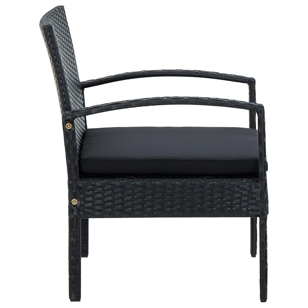 havestol med hynde polyrattan sort