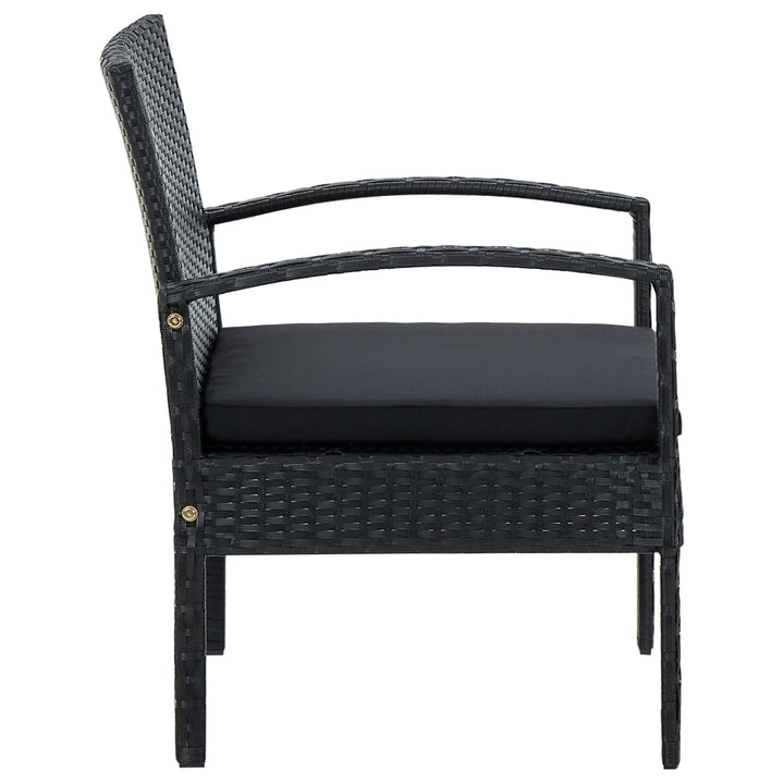 havestol med hynde polyrattan sort
