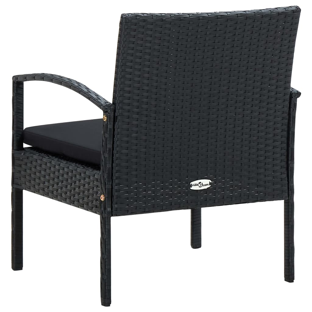 havestol med hynde polyrattan sort