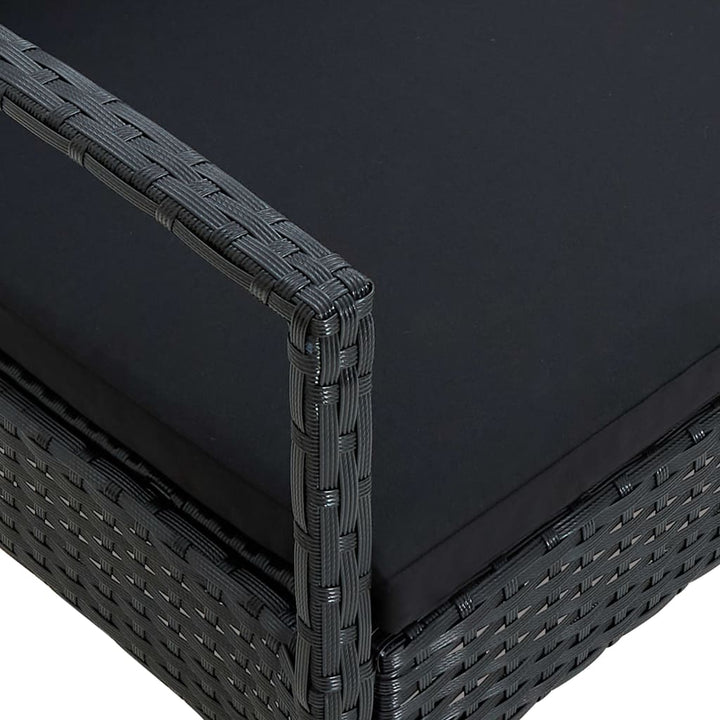 havestol med hynde polyrattan sort