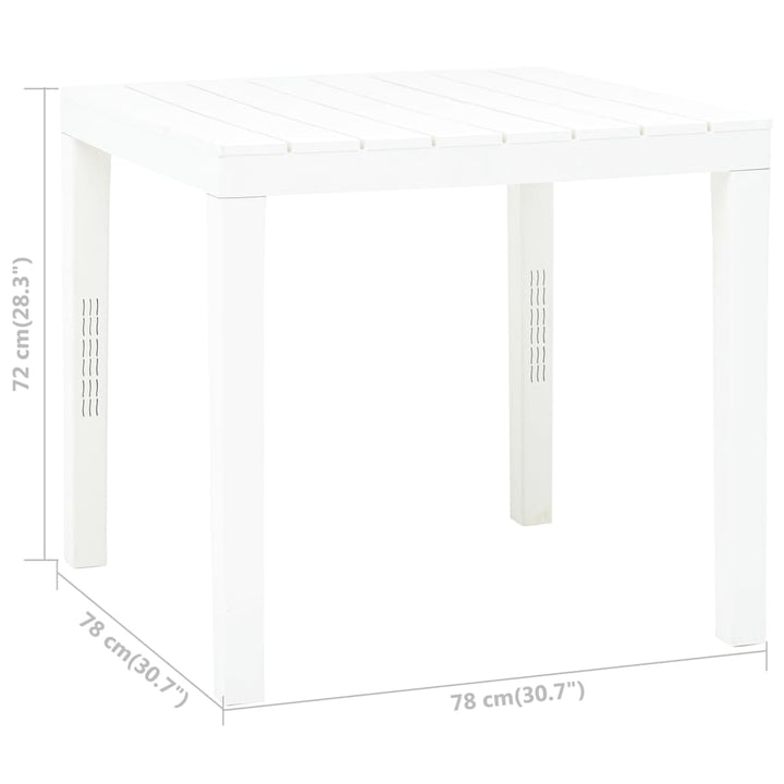 havebord 78 x 78 x 72 cm plastik hvid