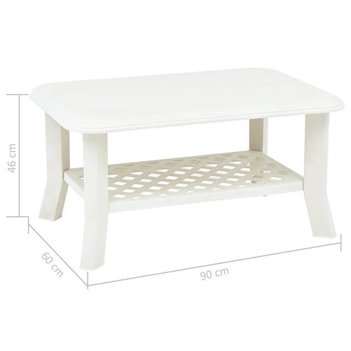 sofabord 90 x 60 x 46 cm plastik hvid