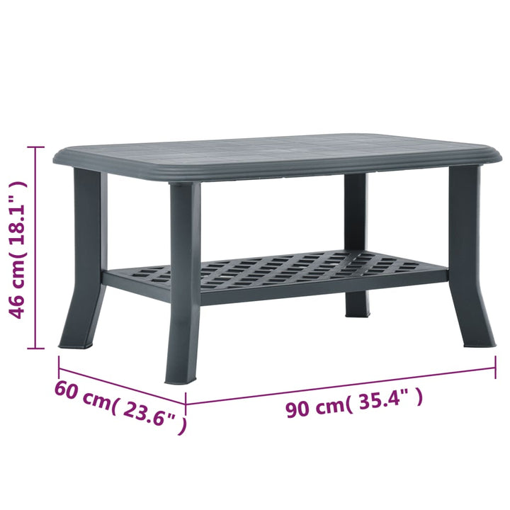 sofabord 90 x 60 x 46 cm plastik grøn