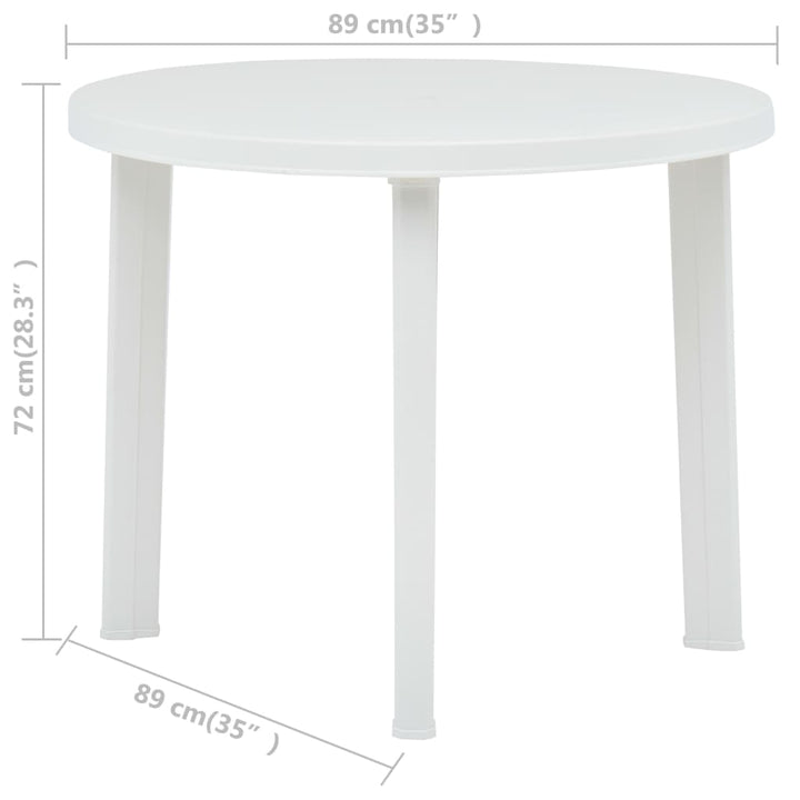 havebord 89 cm plastik hvid