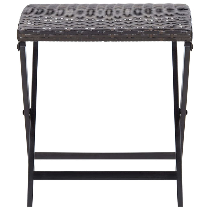 foldbar skammel polyrattan brun