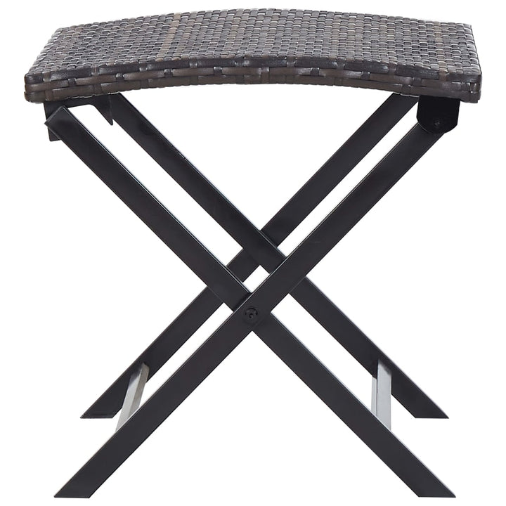 foldbar skammel polyrattan brun