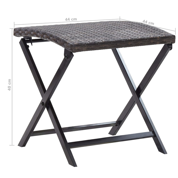 foldbar skammel polyrattan brun