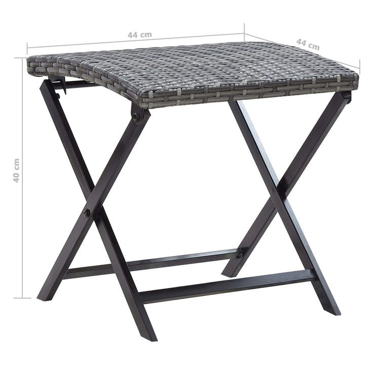 foldbar taburet polyrattan grå