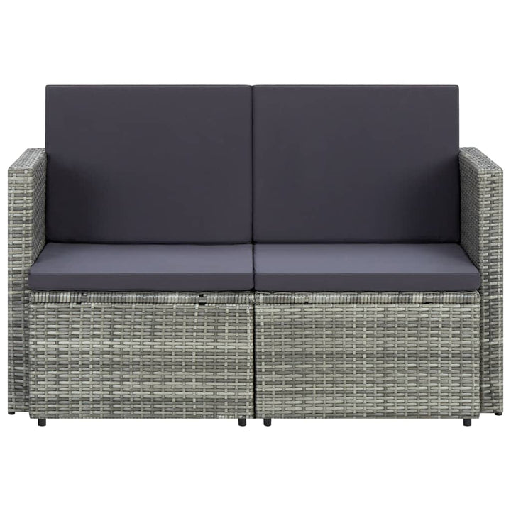2-personers havesofa med hynder polyrattan grå