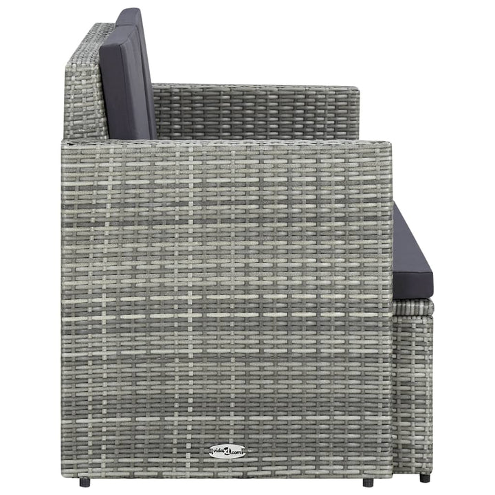 2-personers havesofa med hynder polyrattan grå