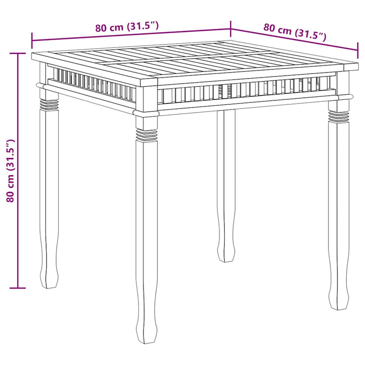 havebord 80x80x80 cm massivt teaktræ