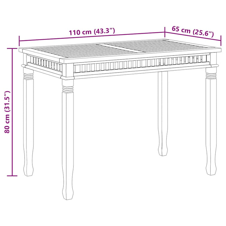 havebord 120x65x80 cm massivt teaktræ