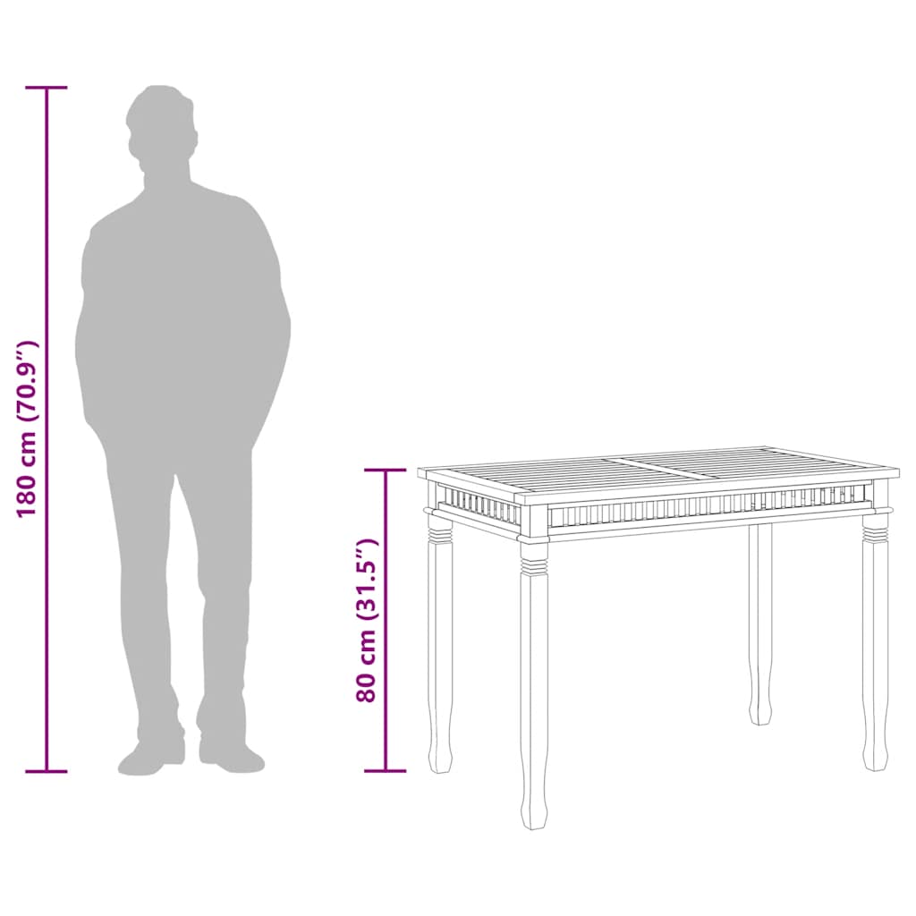 havebord 120x65x80 cm massivt teaktræ
