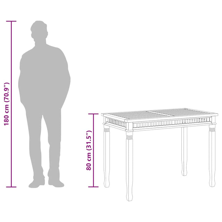 havebord 120x65x80 cm massivt teaktræ