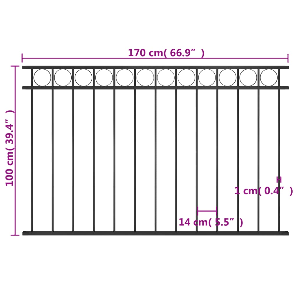 hegnspanel 1,7x1 m stål sort