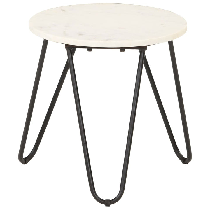 sofabord 40x40x40 cm ægte sten med marmortekstur hvid