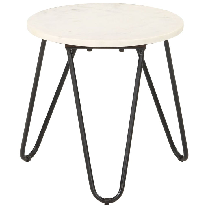 sofabord 40x40x40 cm ægte sten med marmortekstur hvid