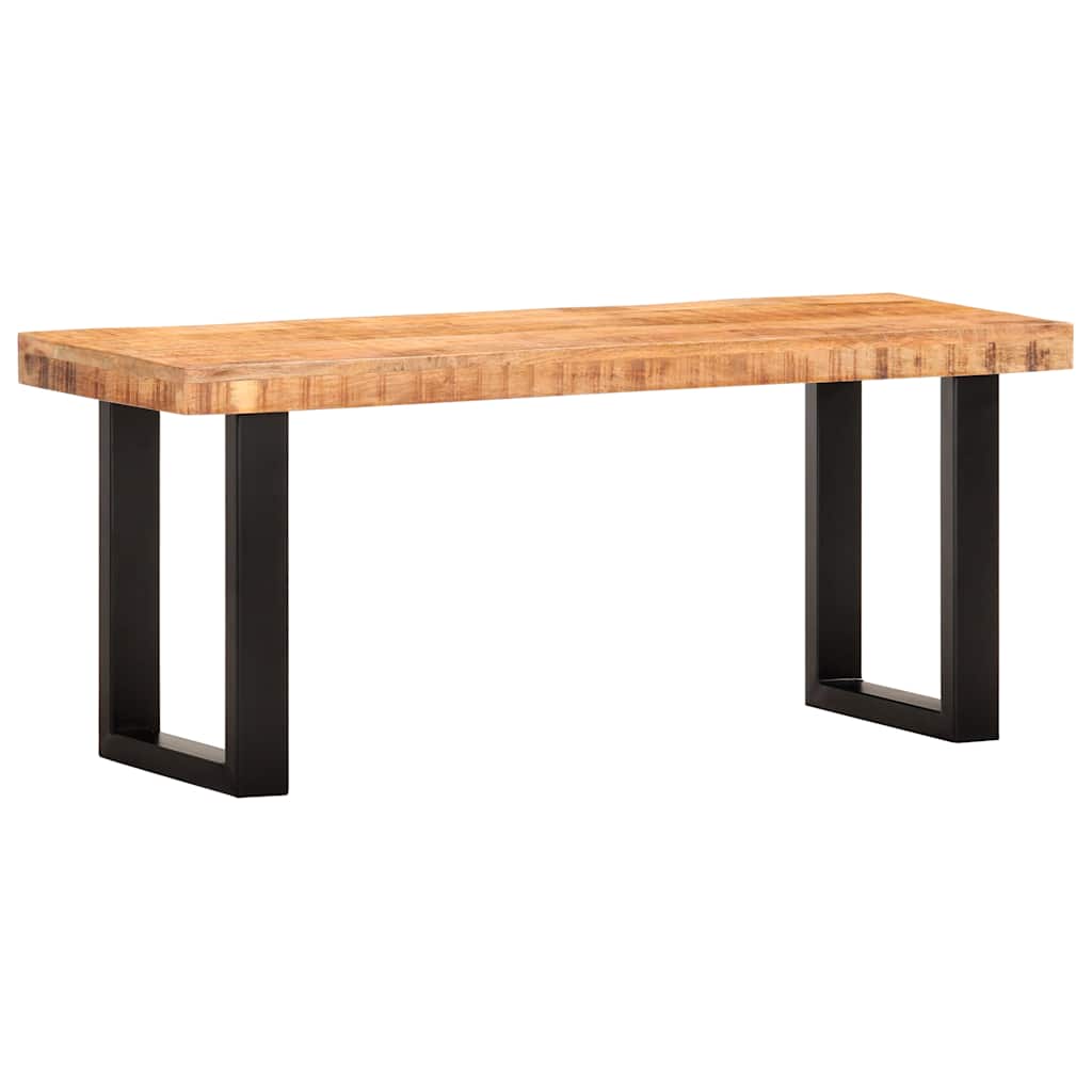 bænk 110 cm massivt ru mangotræ og stål