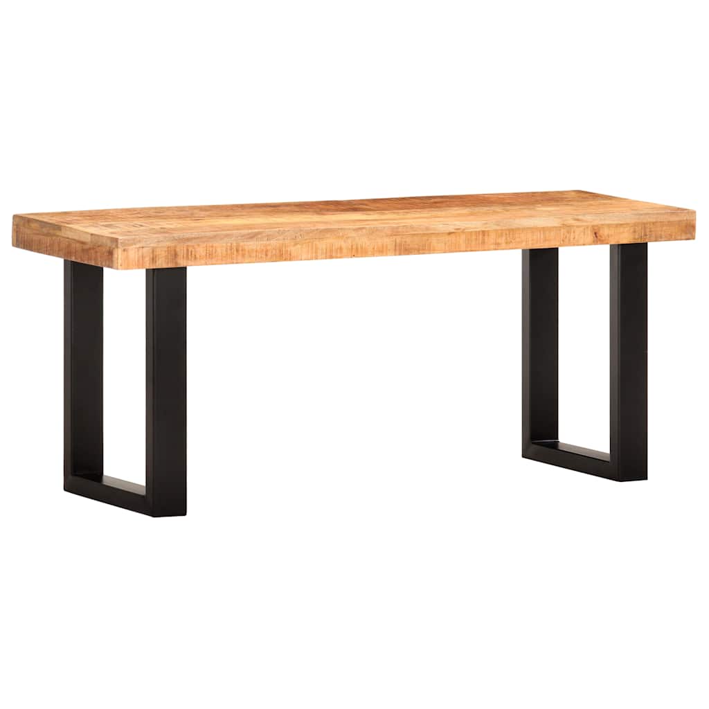 bænk 110 cm massivt ru mangotræ og stål