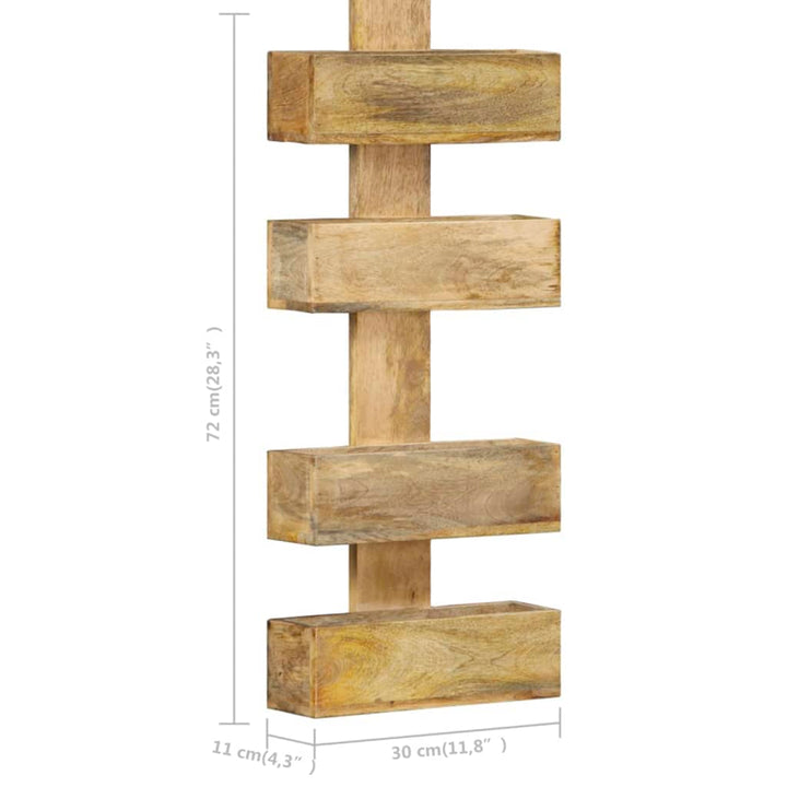 væghængt magasinholder 30x11x72 cm massivt mangotræ