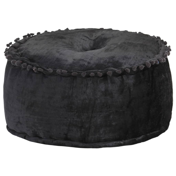 puf 40x20 cm rund velour antracitgrå