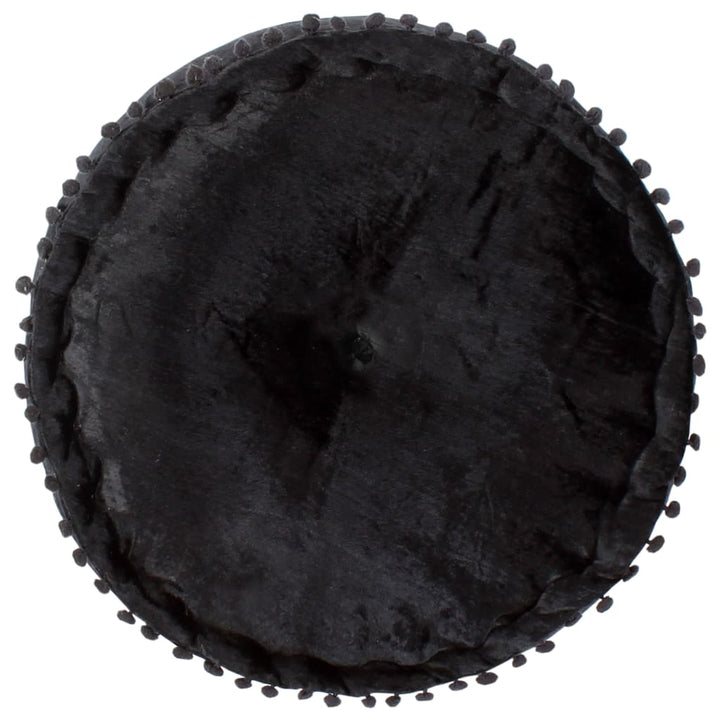 puf 40x20 cm rund velour antracitgrå