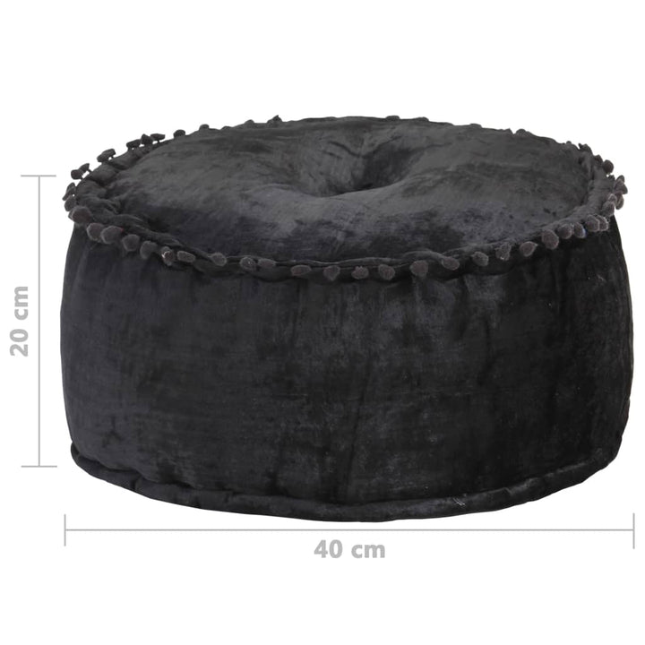 puf 40x20 cm rund velour antracitgrå