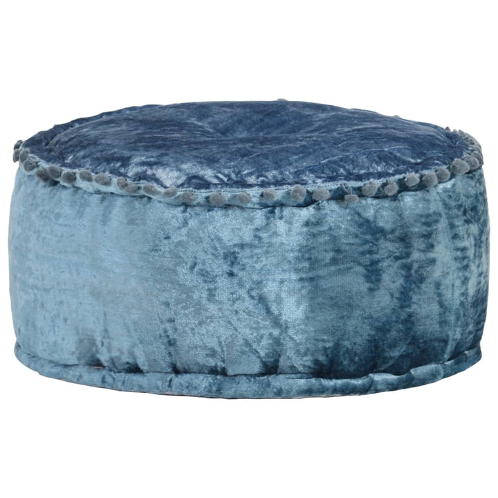 puf 40x20 cm rund velour blå