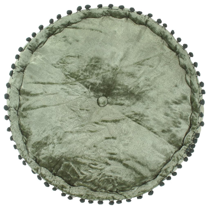 puf 40x20 cm rund velour grøn