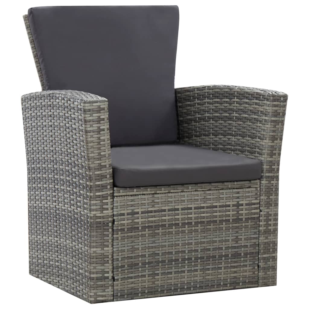 haveloungesæt 4 dele med hynder polyrattan grå