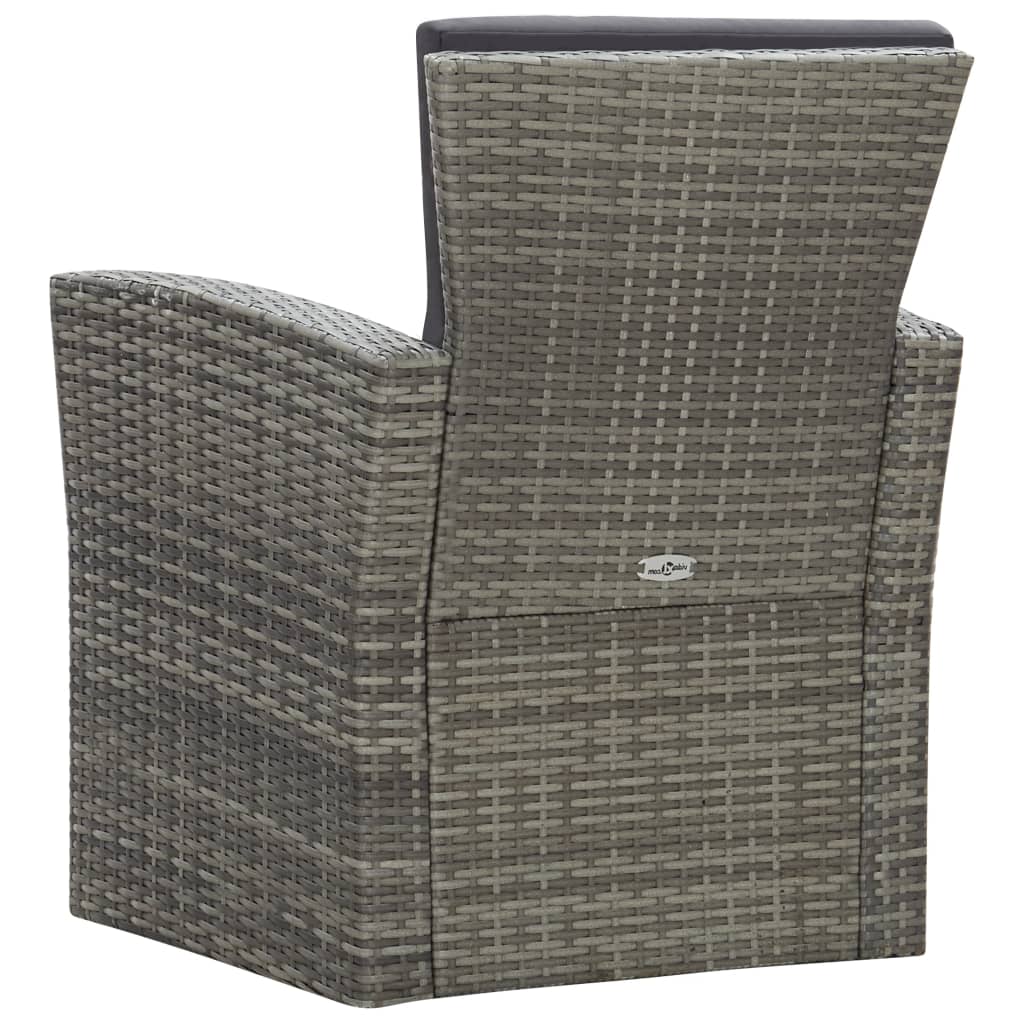 haveloungesæt 4 dele med hynder polyrattan grå