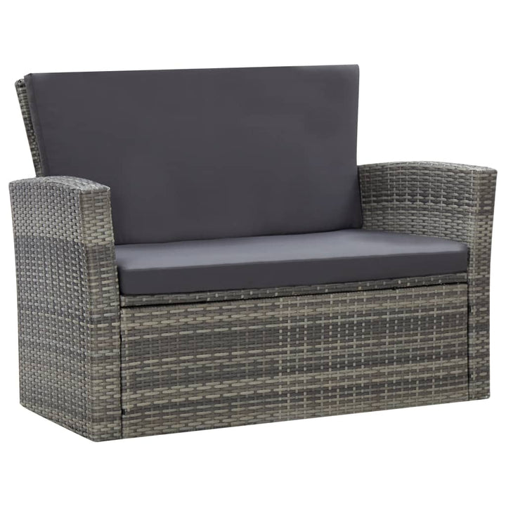 haveloungesæt 4 dele med hynder polyrattan grå