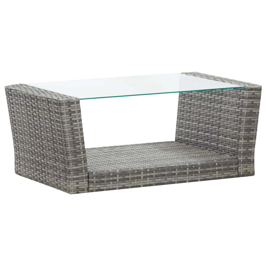haveloungesæt 4 dele med hynder polyrattan grå