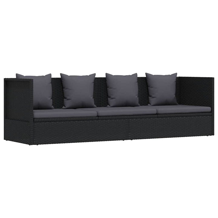 haveseng med hynde og puder polyrattan sort