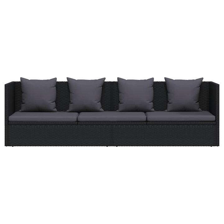 haveseng med hynde og puder polyrattan sort