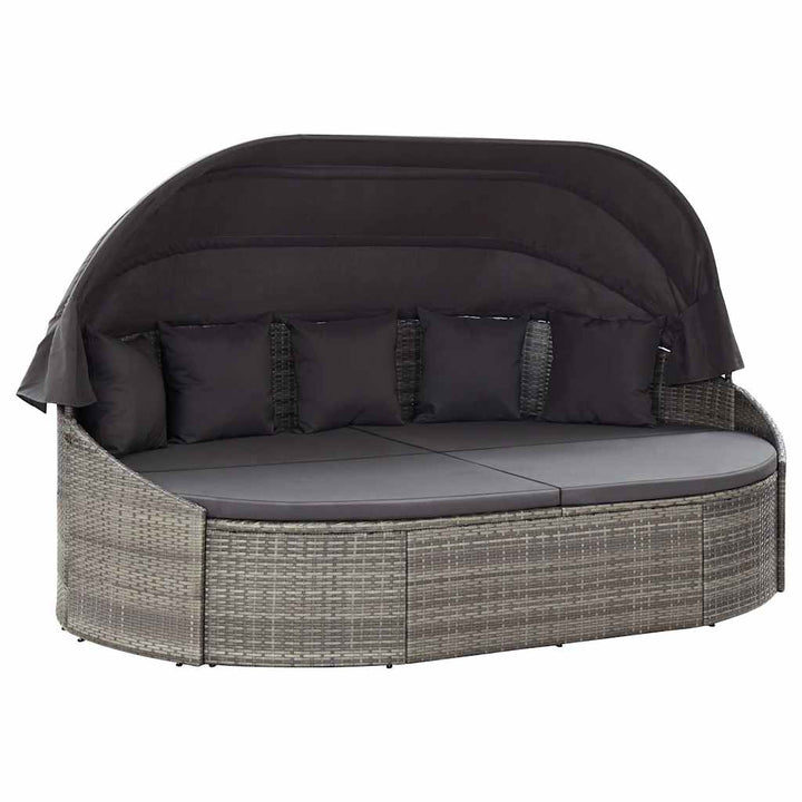 solseng med baldakin polyrattan grå