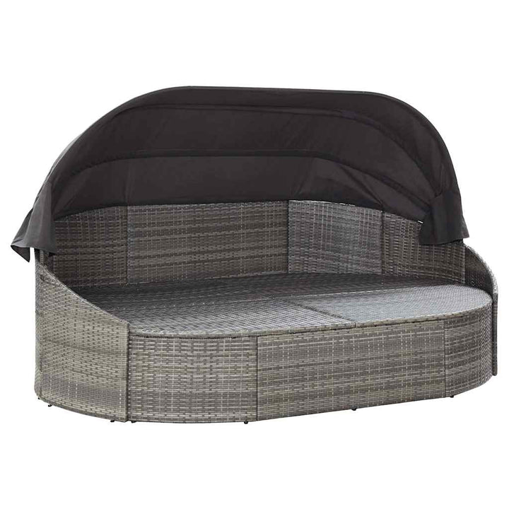 solseng med baldakin polyrattan grå
