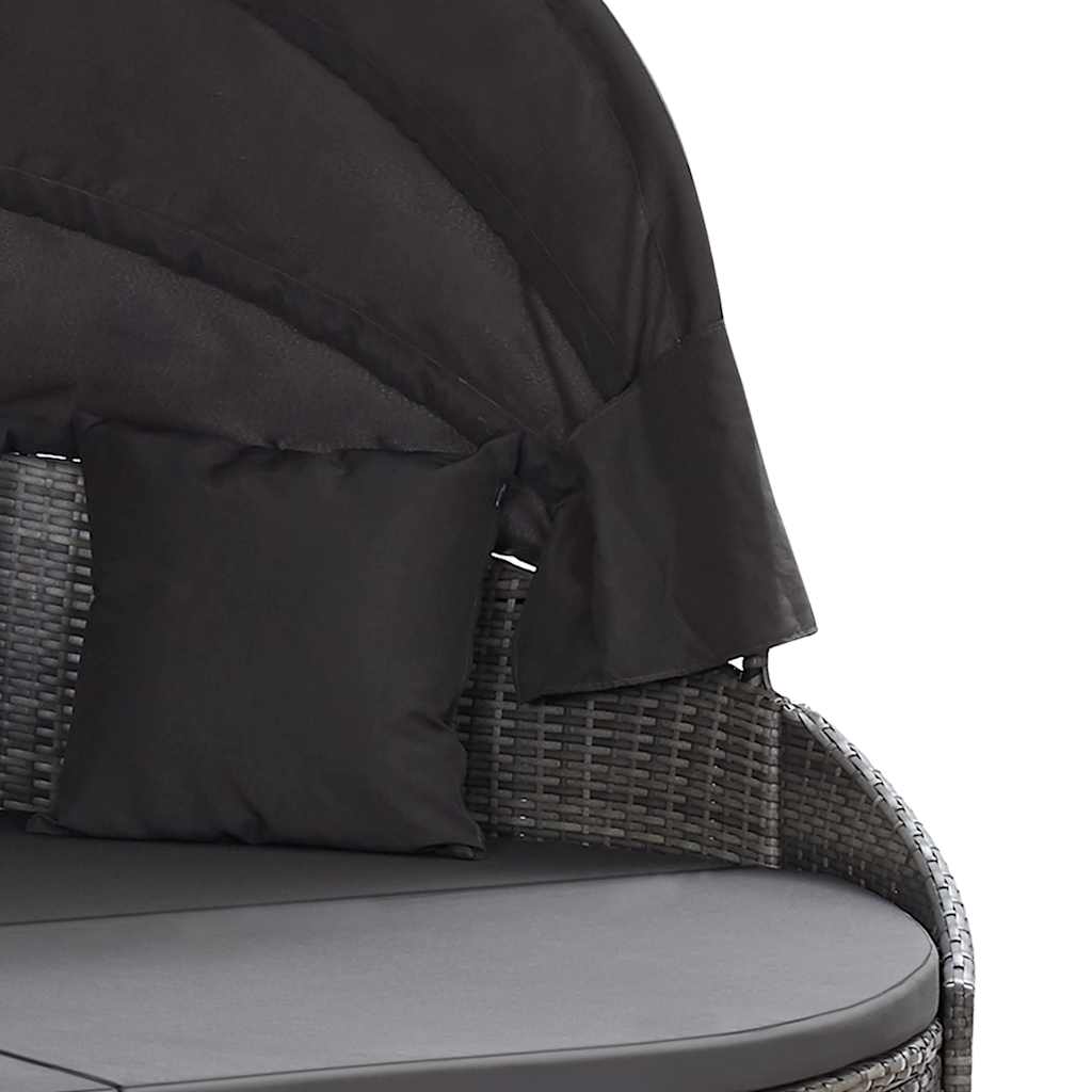 solseng med baldakin polyrattan grå
