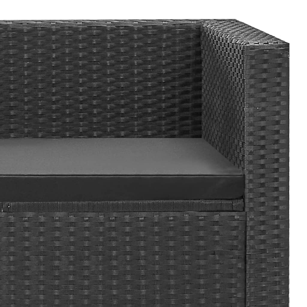 loungesæt til haven 4 dele med hynder polyrattan sort