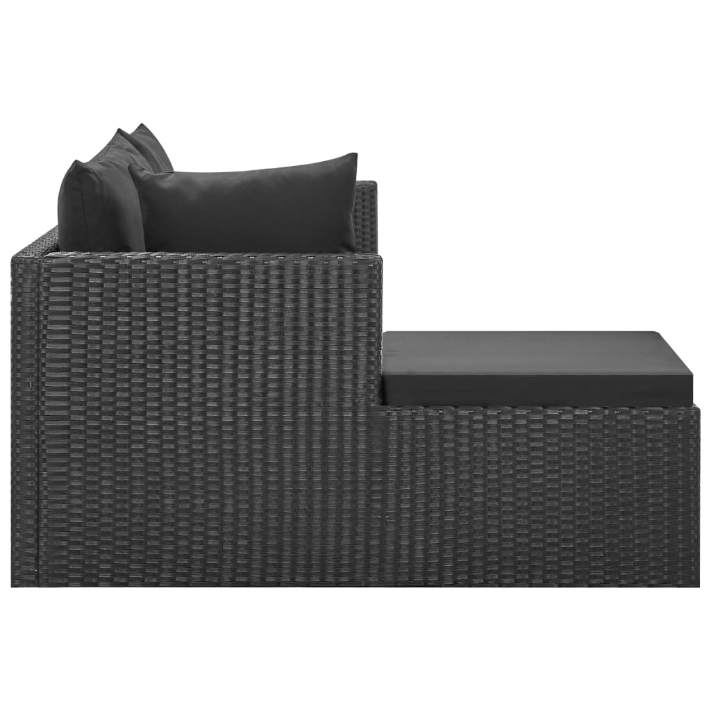 loungesæt til haven 4 dele med hynder polyrattan sort