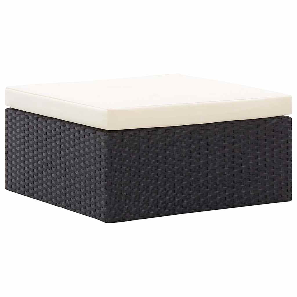 solseng med baldakin polyrattan sort