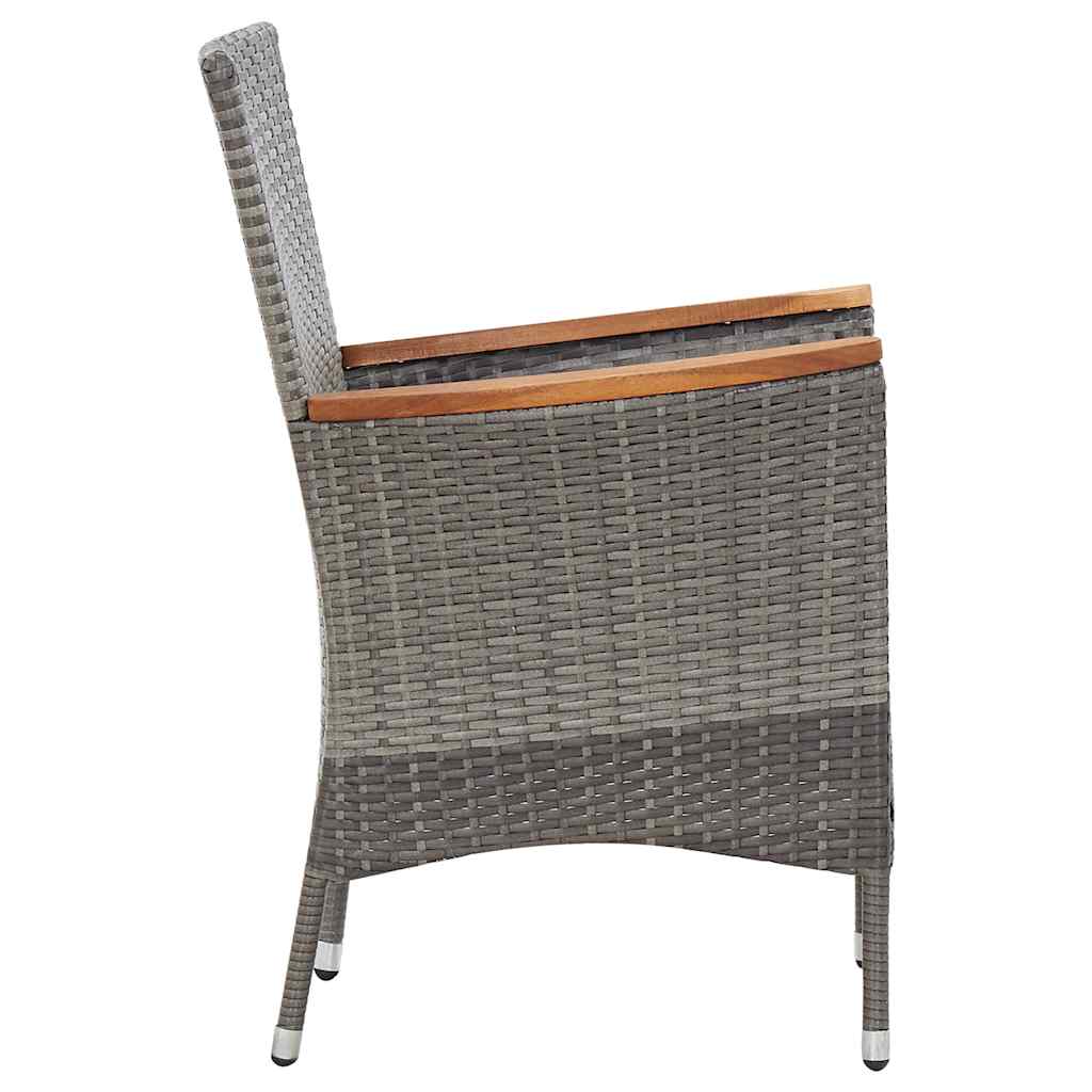 spisebordssæt til haven 9 dele med hynder polyrattan grå