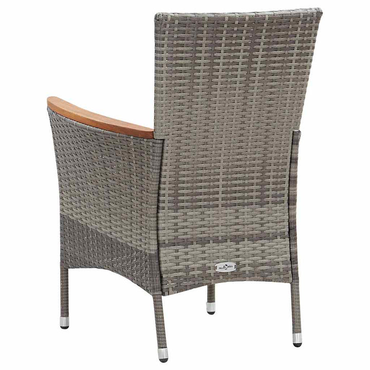 spisebordssæt til haven 9 dele med hynder polyrattan grå