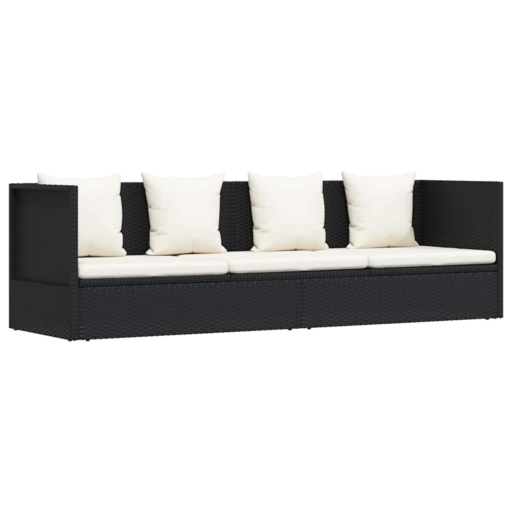 haveseng med hynde og puder polyrattan sort