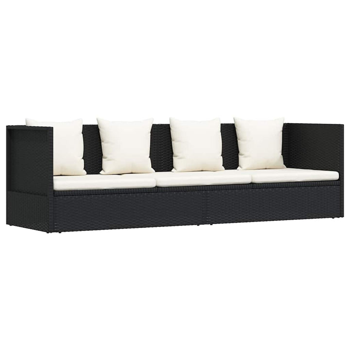 haveseng med hynde og puder polyrattan sort