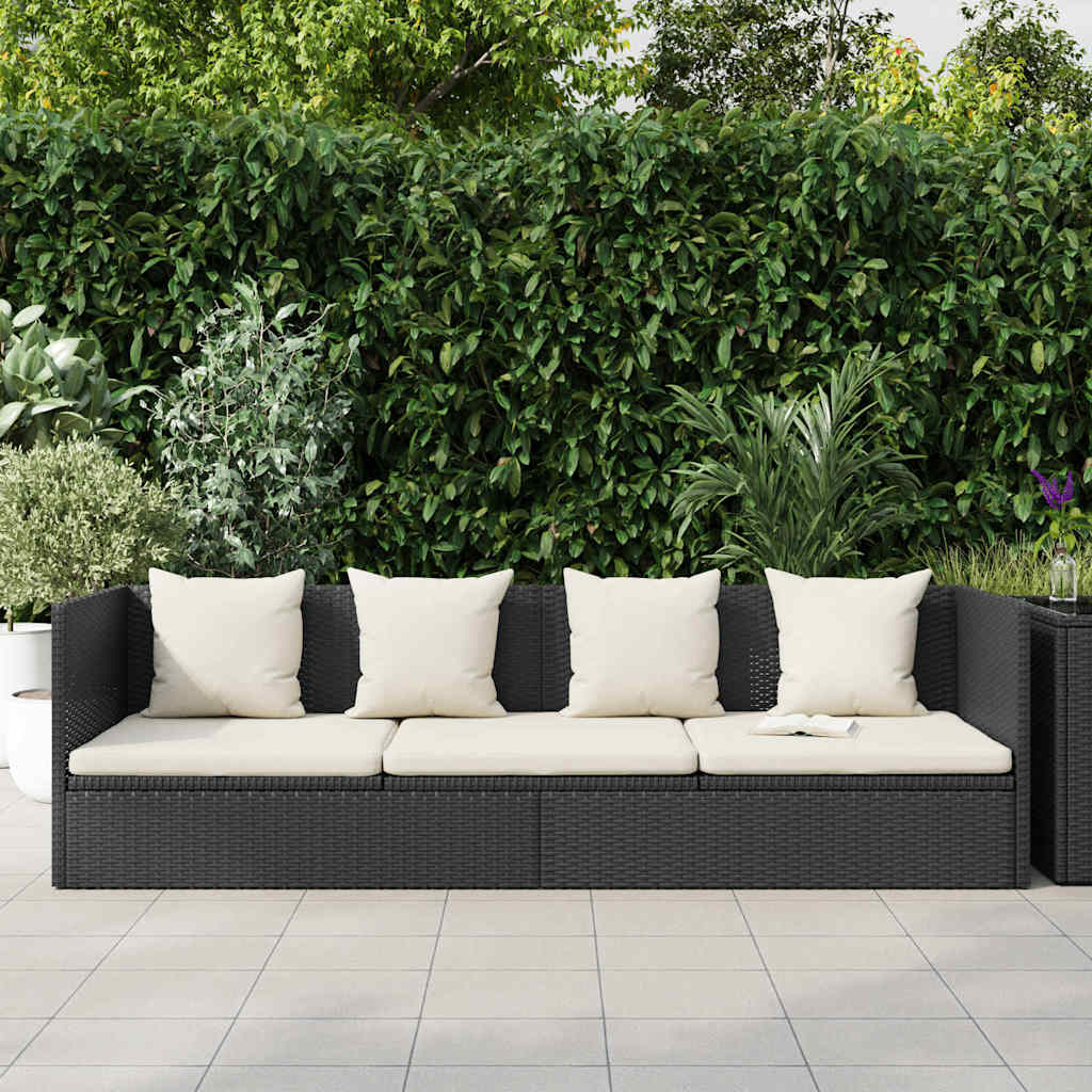 haveseng med hynde og puder polyrattan sort