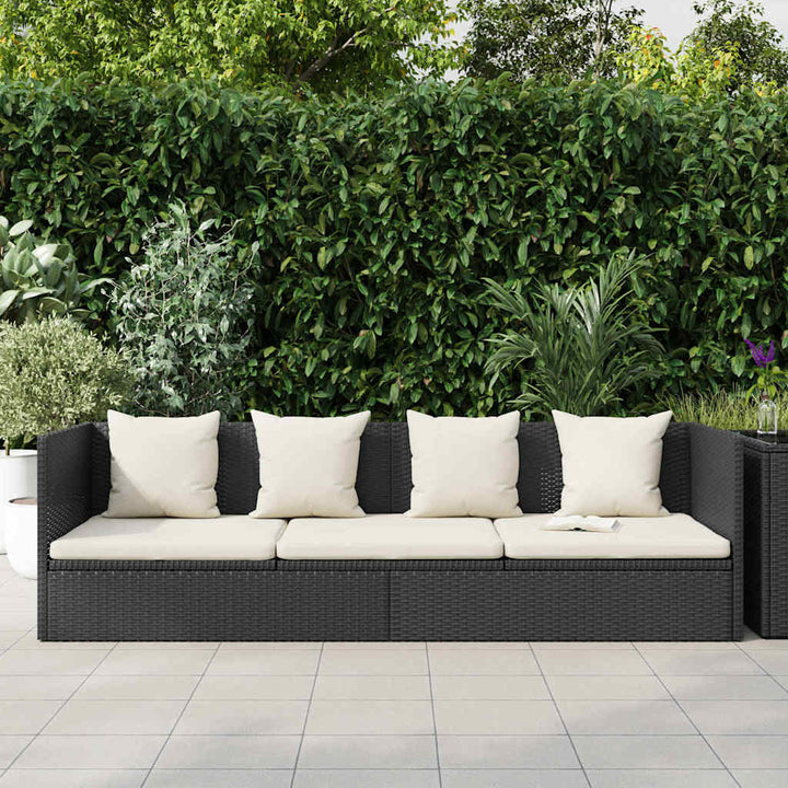 haveseng med hynde og puder polyrattan sort