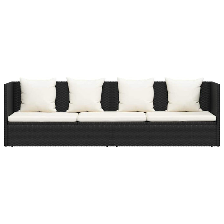 haveseng med hynde og puder polyrattan sort