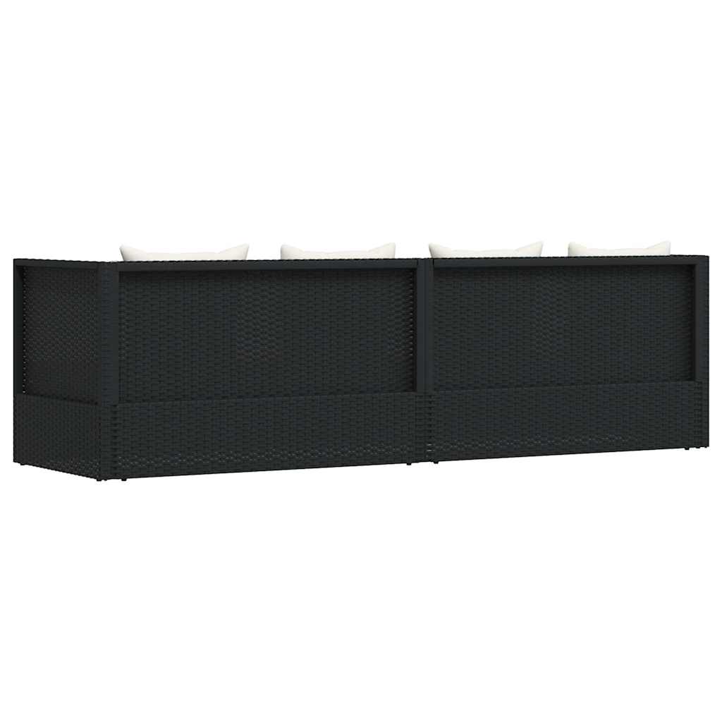 haveseng med hynde og puder polyrattan sort